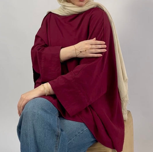 Wine red flowy blouse