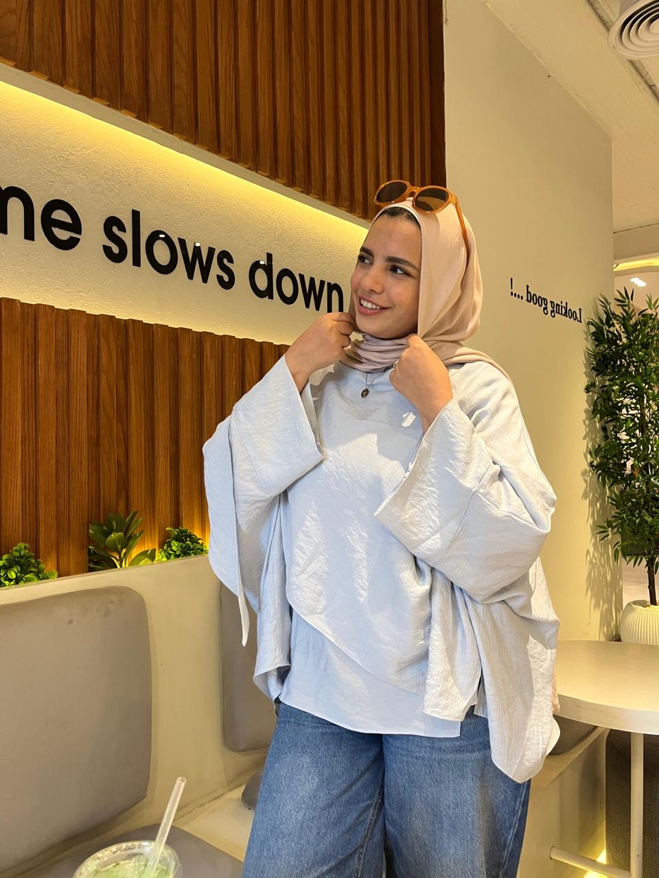 steel Flowy Blouse