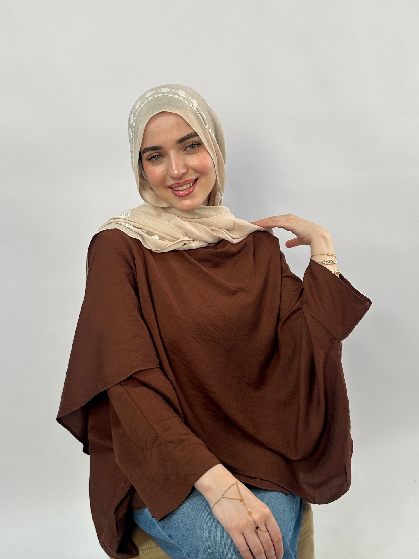 chocolate flowy blouse