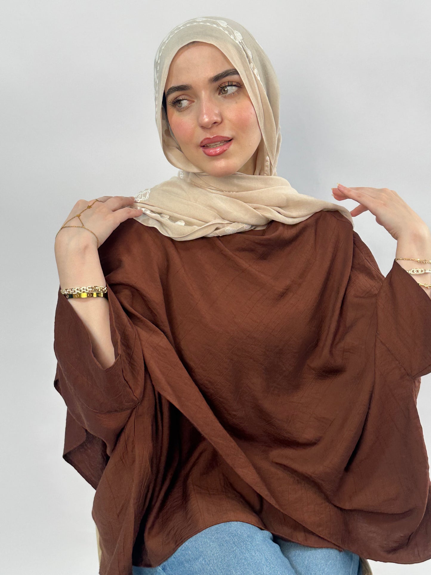 chocolate flowy blouse