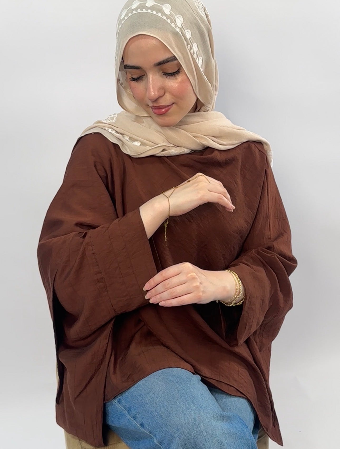 chocolate flowy blouse